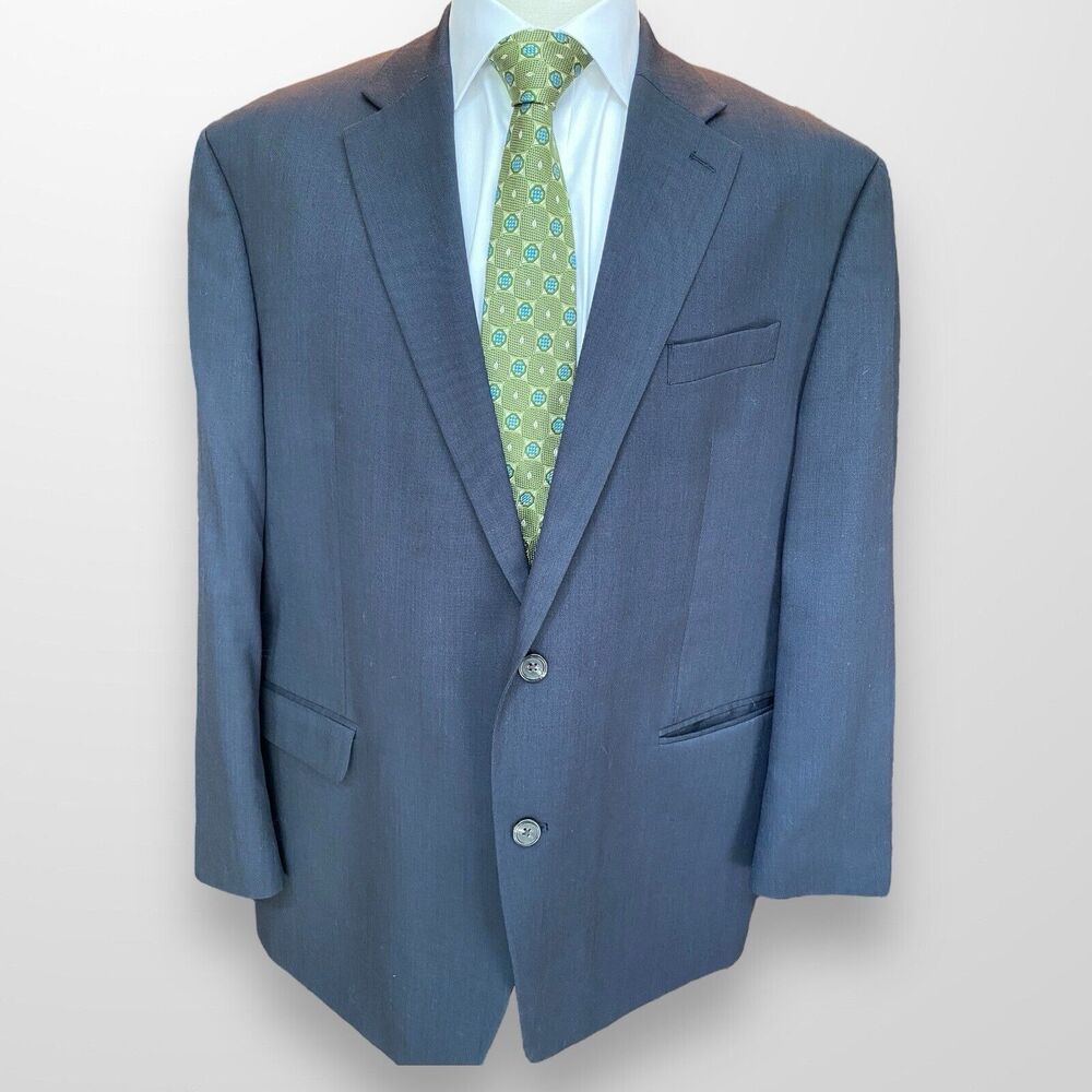 Chaps Men's Blazer‎ 48R Dark Gray 2 Button Wool Suit Jacket